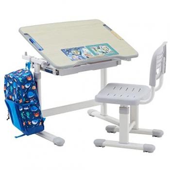 Idimex TUTTO Ensemble Bureau-Chaise pour Enfant – Gris Métallique + Chêne Sonoma