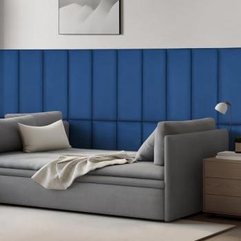 Coussins muraux Carpino 90 x 30 cm en velours bleu marine