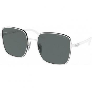 Prada Femme 55YS 4615Z1 – Monture Métallique Gris/Blanc avec Lames Carrées Polarisées