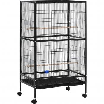 PawHut Pajarera con Ruedas y Bebedero para Pájaros 79x52x137 cm