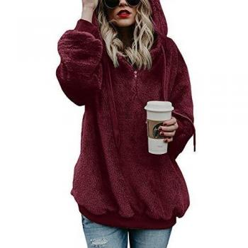 IWoo Damen Hoodie Pullover mit Kapuze Teddy Sweatshirt