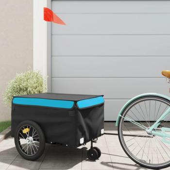 VidaXL Remorque de vélo noir et bleu 45 kg fer