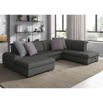 SIT & MORE Luxor U‑Form Schlafsofa mit NUBUCK‑Bezug und Bettkasten