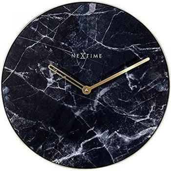 NeXtime Analoge Wanduhr Marble 40 cm Geräuschlos weiß/schwarz/grau