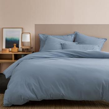 Housse de couette coton lavé Bleu orage 260x240 cm MATT & ROSE