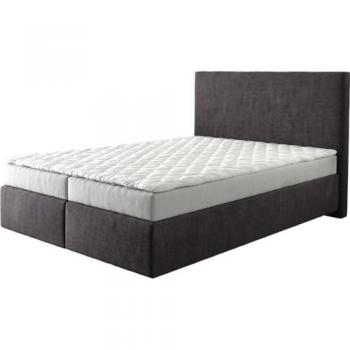 Lit-à-sommier-tapissier Dream-Well 140x200 cm noir avec matelas et surmatelas