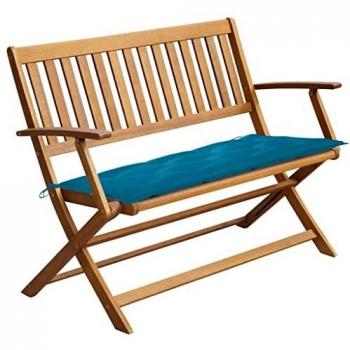 Panca da Giardino 120 cm con Cuscino in Acacia