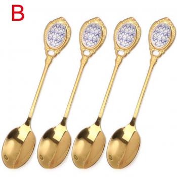 Cucharas doradas de acero inoxidable para postres y café