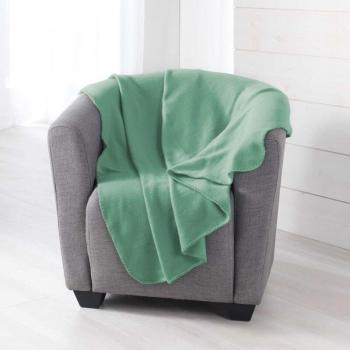 Plaid Milou (Polaire) 125 cm × 150 cm – Vert Sauge
