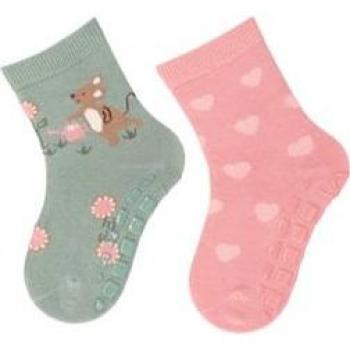 Sterntaler Calzini per bambini doppia confezione mouse/cuori verde pietra