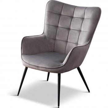 Velvet Vera Accent Chair in Grey with Metal Legs