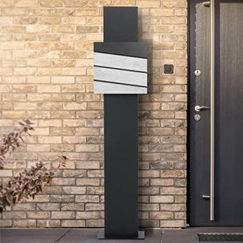 Standbriefkasten mit Marmordesign und Zeitungsfach 37x36,5 cm Anthrazit