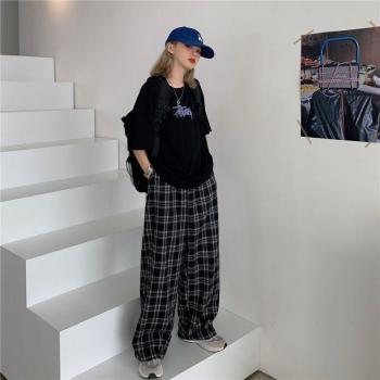 Harajuku Streetwear Pantalón Negro Ancho