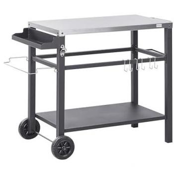 BELIANI Wheeled Outdoor Kitchen Cart with Stainless Steel Top