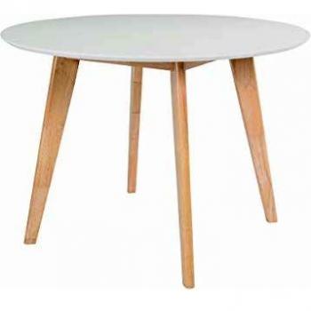 Miliboo LEENA : Table Ronde Moderne en Bois et Blanc, 100 cm