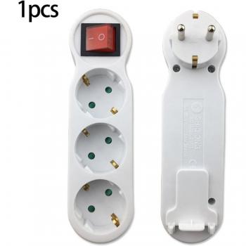 Adaptador de corriente europeo 3 vías con protección infantil