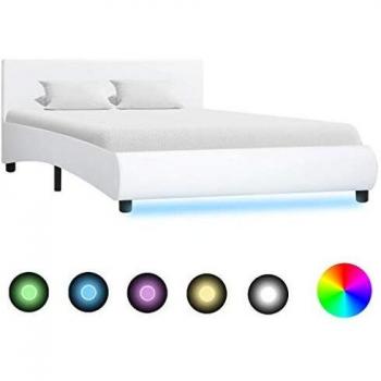 PureLight 140x200 Bed Frame – Synthetic Skin (White)