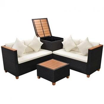 VidaXL Garten-Lounge-Set aus hochwertigem Poly Rattan in Schwarz