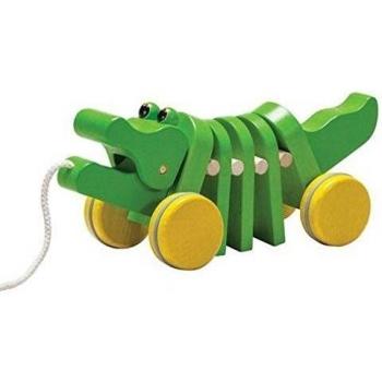 Green Pull Along Alligator Toy by Plantoys