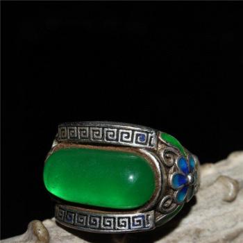 Antique Tibetan Silver Inlaid Ring