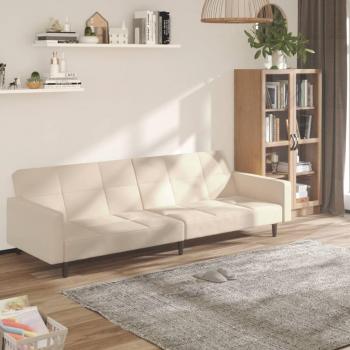 Sofá cama de 2 plazas de tela crema
