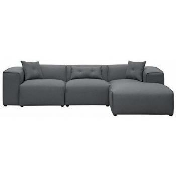 Corner Sofa in Dark Grey with 3 Seats, Extra Scatter Cushions by BELIANI (Dolva Style)