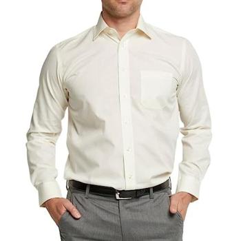 Men’s Beige Non‑Iron Long Sleeve Cotton Shirt