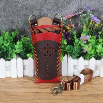 Estuche de soporte de cuero para herramientas de peluquería