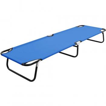 VidaXL Portable Blue Steel Sun Lounger