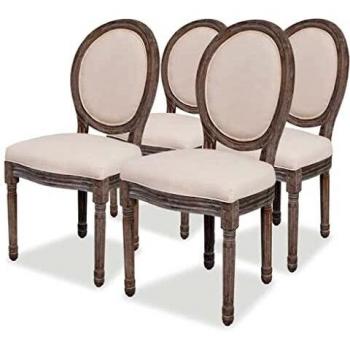 Sillas de Comedor Carlos V 4 Unidades Lino Crema