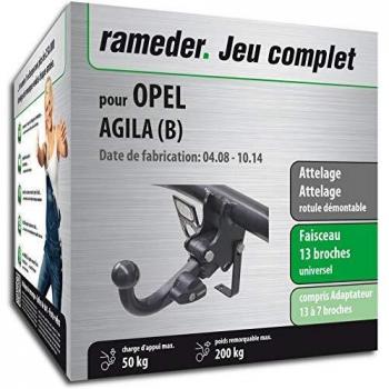 Attelage avec Boule Rotule Amovible Rameder pour Opel AGILA + Faisceau 13 Broches