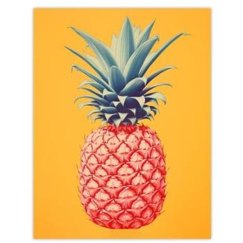 Artery8 Bold Pineapple Kitchen Design Poster – Retro Riso