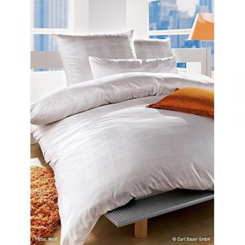 Mako‑Brokat-Satin Bettwäsche-Set 2641 Meridian, Weiß A*, 200x200 cm + 2x70x90 cm (Curt Bauer)