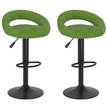 Lot de 2 tabourets de bar vert clair en velours