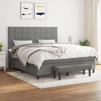 VidaXL Dunkelgraues Boxspringbett mit Matratze 160x200 cm