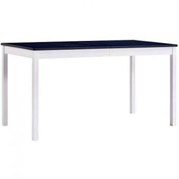 Table de Salle à Manger Élégante en Pin, Blanc & Gris