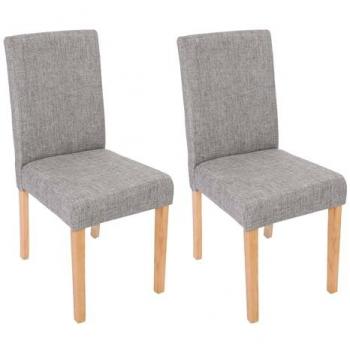 Juego de 2 sillas de comedor estilo Littau, textil gris y patas en color claro