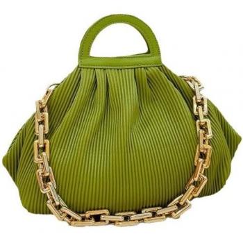 Thick Chain Pleated Leather Shoulder Bag for Women