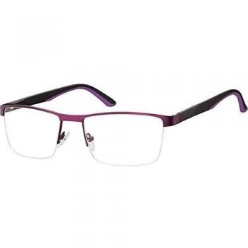 Rectangle Semi Rimless Metal Men's Prescription Glasses Purple Size 56