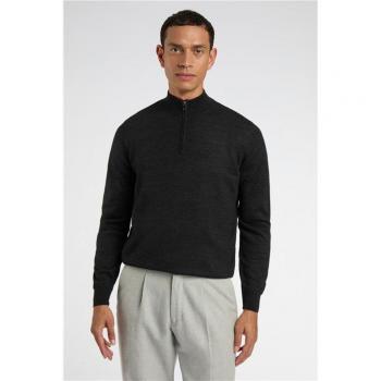 Limehaus Grey Merino Zip Turtle Neck Pullover