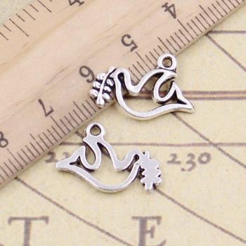 30 Stück Charme Friedenstaube 20x13mm Tibetische Bronze Silberfarbe Anhänger Antik Schmuck DIY Handarbeit