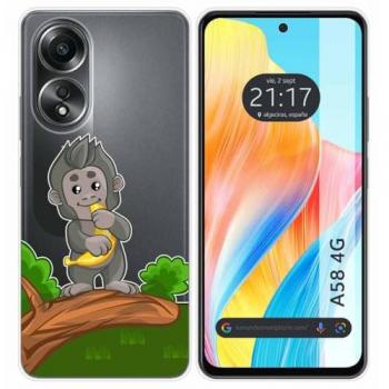 Funda Silicona Transparente para Oppo A58 4G con Dibujos Mono