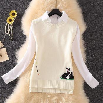 Pull‑Gilet Col Rond Sans Manches Étudiant