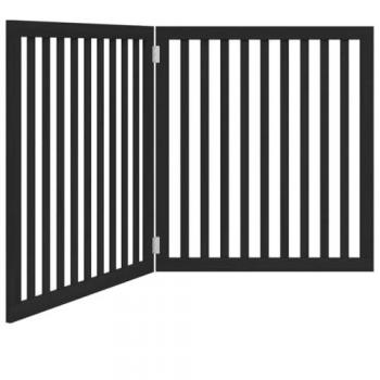 VidaXL 160 cm Black Dog Gate Foldable 2 Panels Poplar Wood