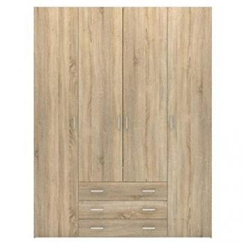 Spell Wardrobe in Eiche – 4 Türen, 3 Schubladen, 200 × 154 × 50 cm