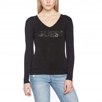 Camiseta de Mujer Guess, Manga Larga, Negro (Jet Black W/Frost G), Talla S