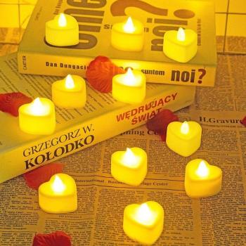 Electric Glitter Heart LED Tealight Candles, 6-Piece Battery Operated Set