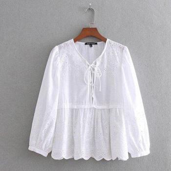 Blusa Casual de Mujer con Encaje y Bordado YT397