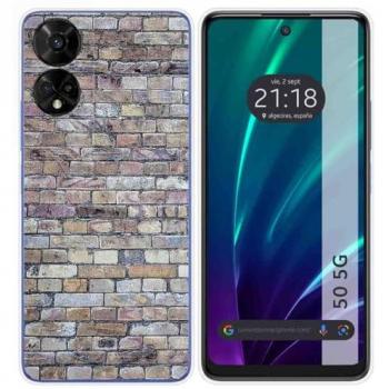 Estuche de silicona patrón ladrillo para TCL 50 5G