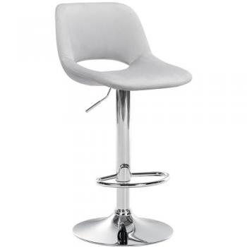 Sgabello bar in velluto grigio chiaro con finitura cromata Camden